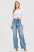 HIGH RISE STRAIGHT LEG JEANS CARGO FRONT POCKETS