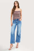 MID RISE CROP STRAIGHT WITH TAYLOR CUFFED JEANS