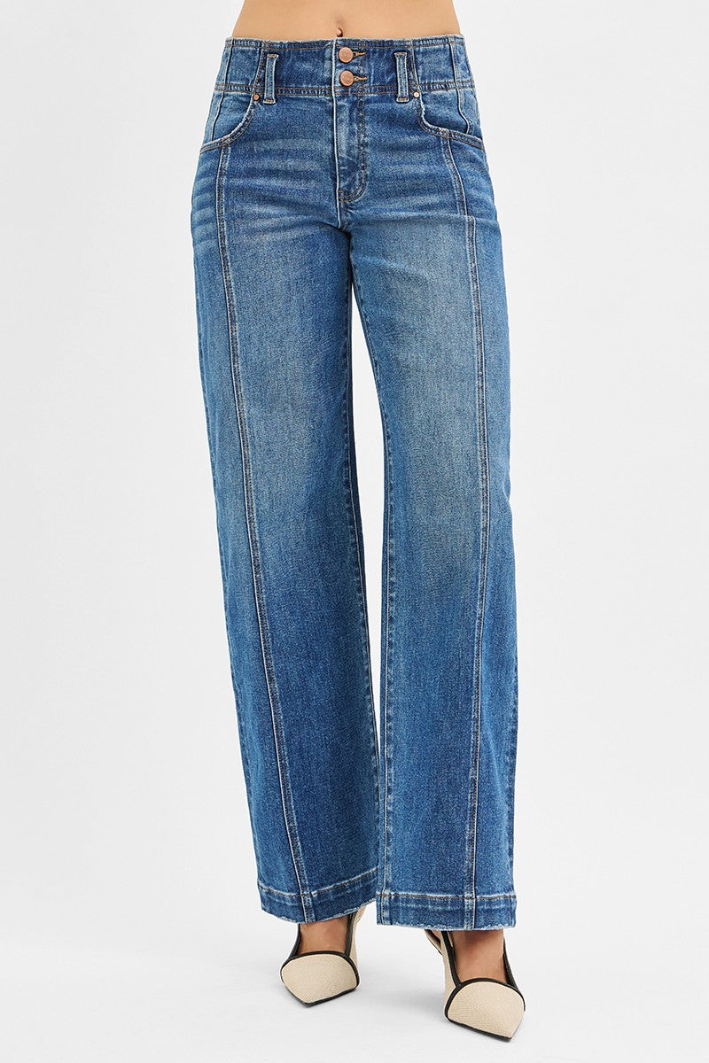 MID RISE FIT WIDE BAGGY JEANS
