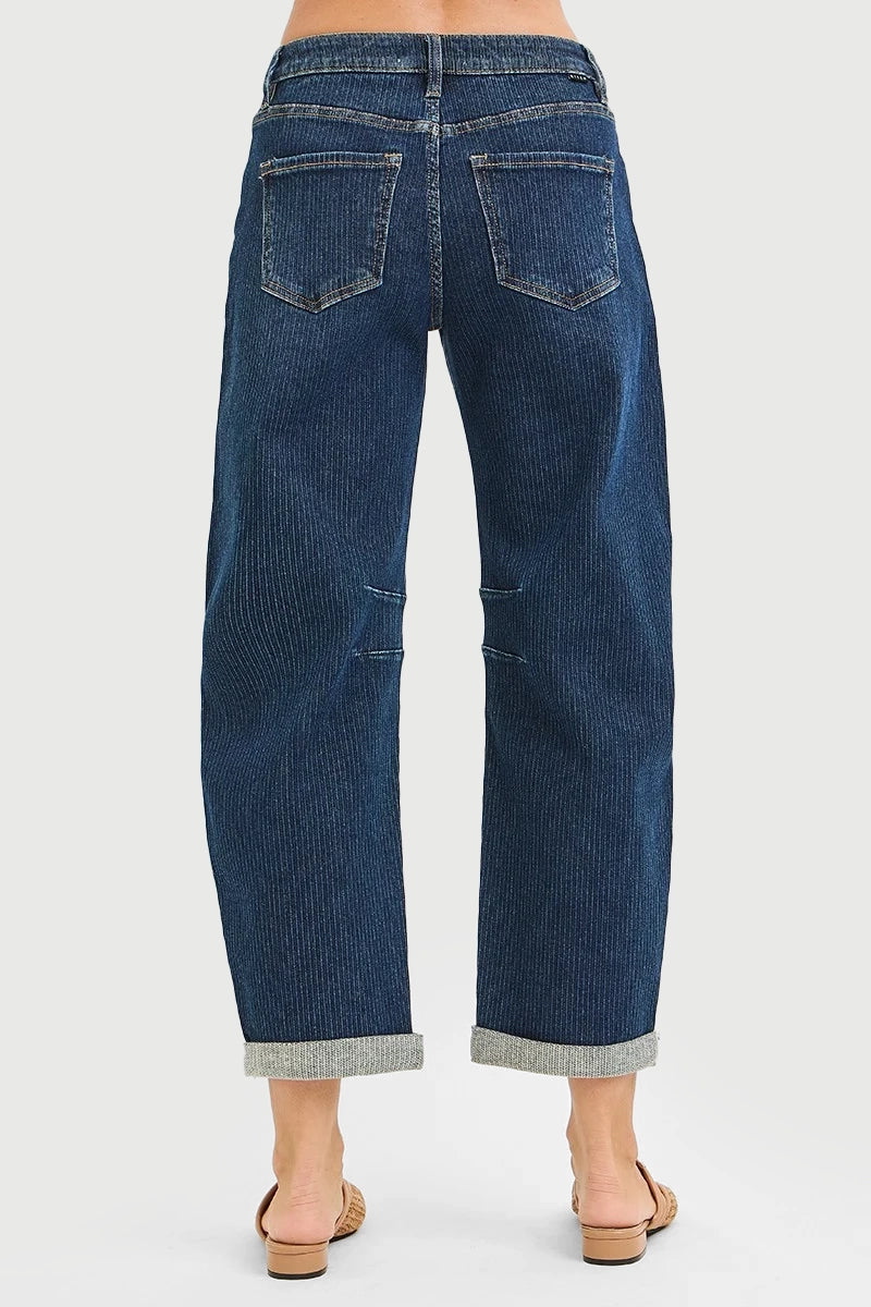 SLOUCHY CROP BARREL TEXTURED JEANS