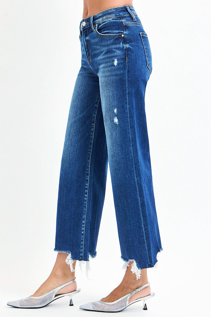 HIGH RISE CROP WIDE LEG JEANS