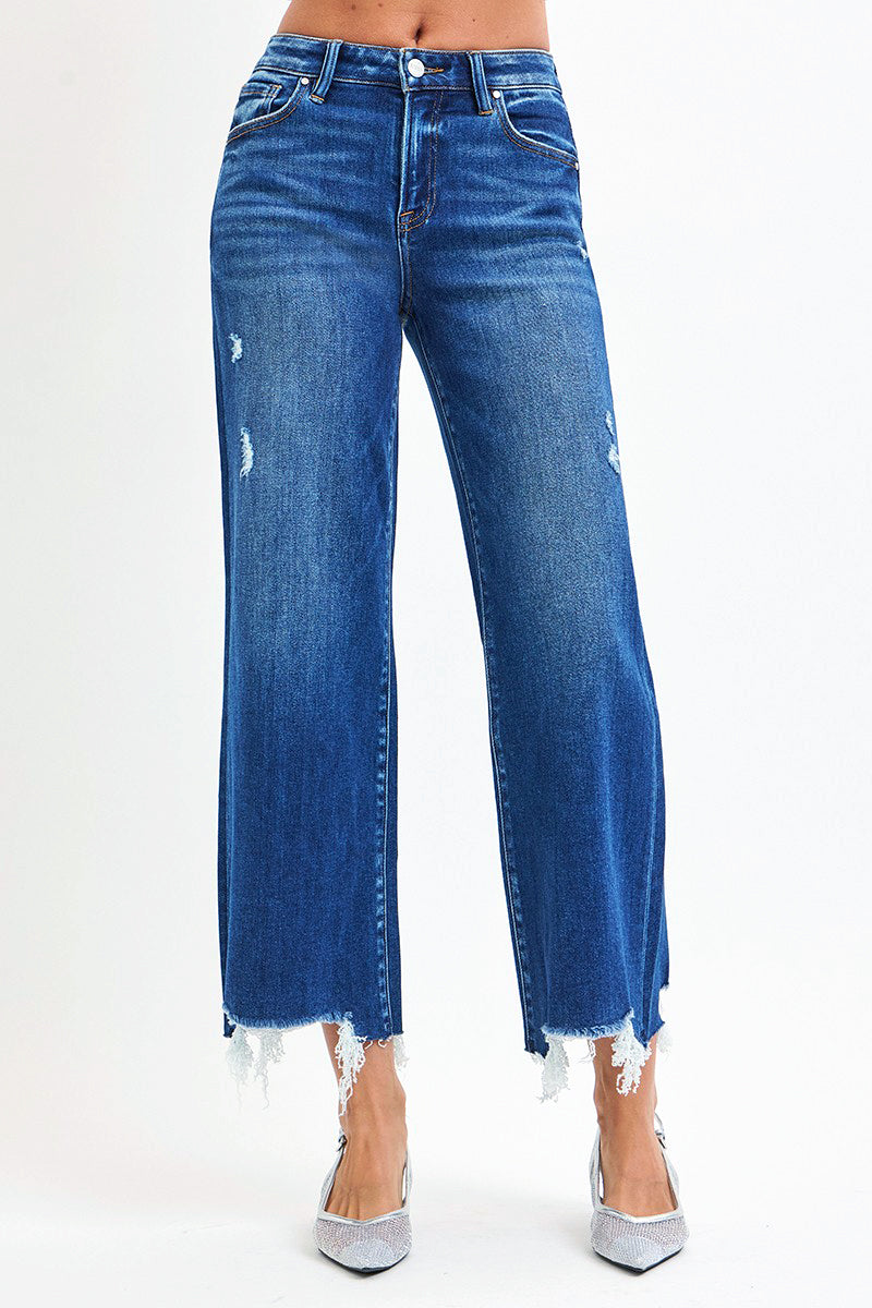 HIGH RISE CROP WIDE LEG JEANS