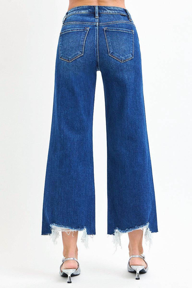 HIGH RISE CROP WIDE LEG JEANS