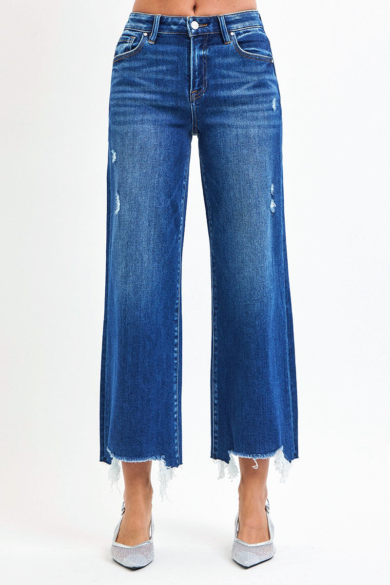 HIGH RISE CROP WIDE LEG JEANS