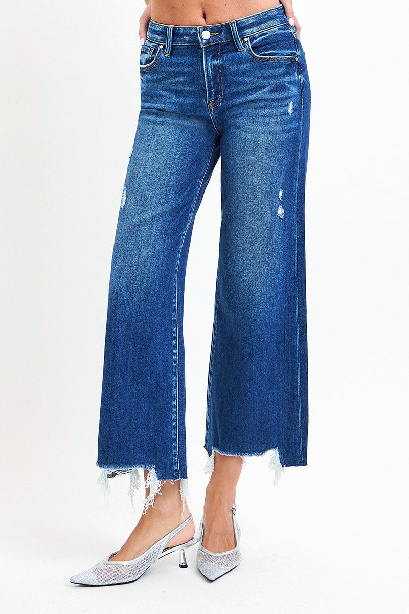 HIGH RISE CROP WIDE LEG JEANS