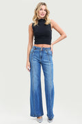 HIGH RISE WIDE JEANS FRONT AND BACK CURVED SEAM