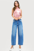 HIGH RISE CROP BARREL JEANS