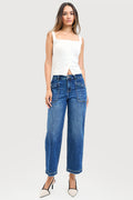SLOUCHY CROPPED BAGGY JEANS FRONT PATCH POCKET