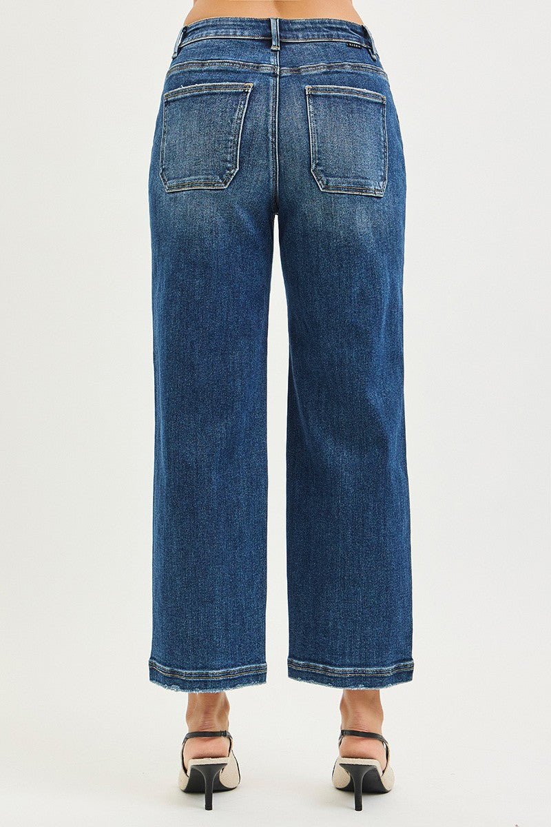 SLOUCHY CROPPED BAGGY JEANS FRONT PATCH POCKET