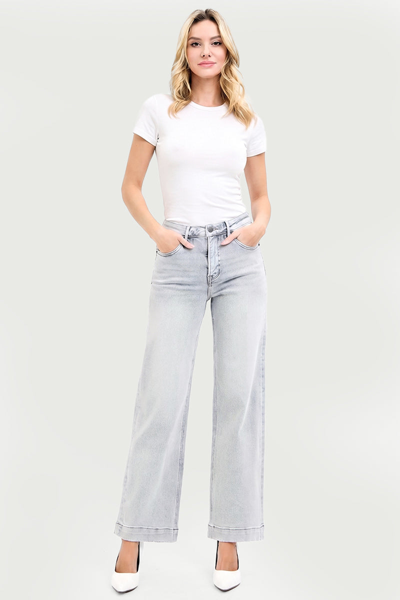 HIGH RISE ANKLE WIDE JEANS