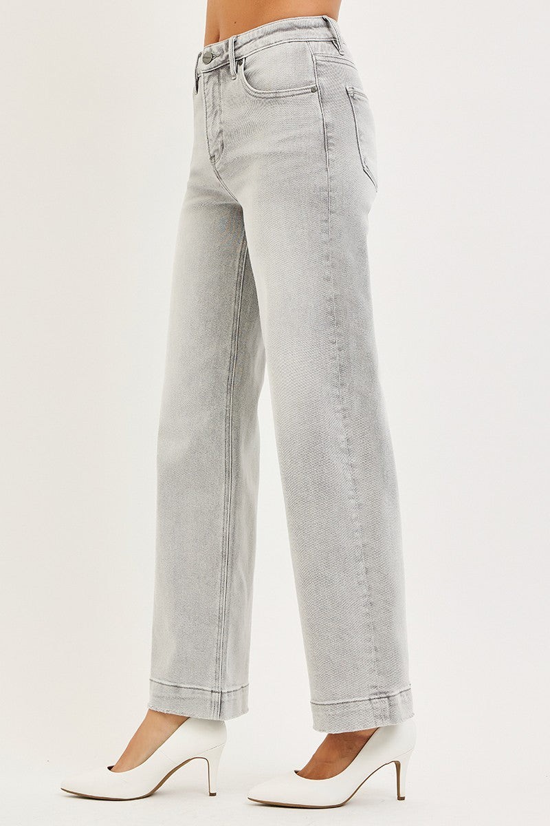 HIGH RISE ANKLE WIDE JEANS