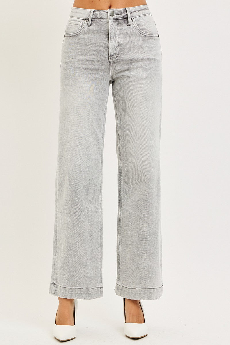 HIGH RISE ANKLE WIDE JEANS