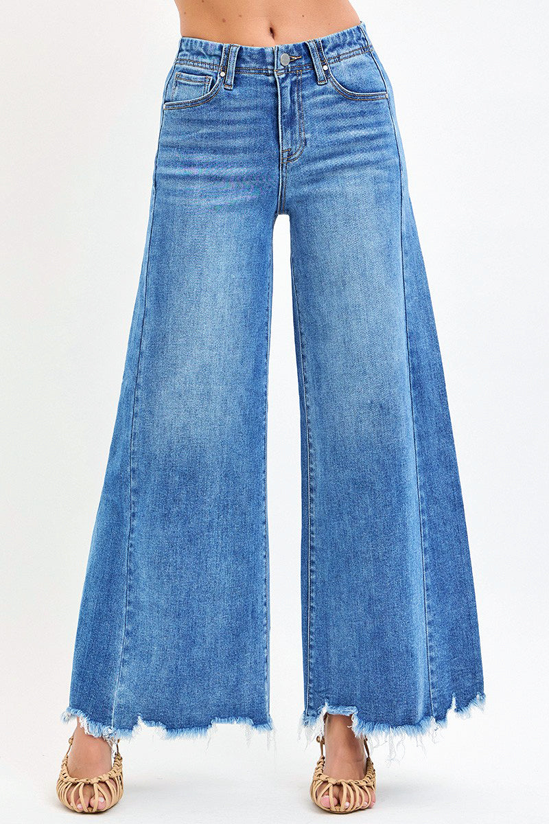 HIGH RISE ANKLE WIDE JEANS