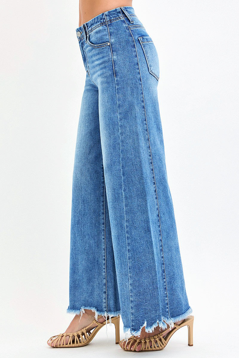 HIGH RISE ANKLE WIDE JEANS