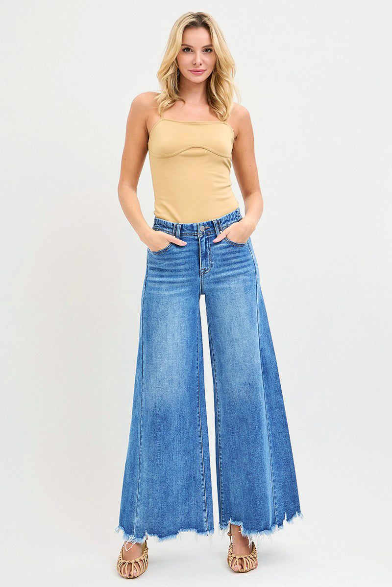 HIGH RISE ANKLE WIDE JEANS