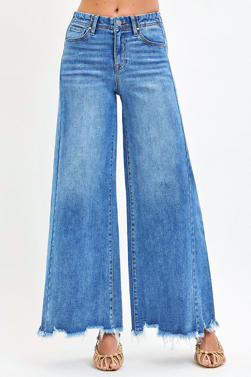 HIGH RISE ANKLE WIDE JEANS