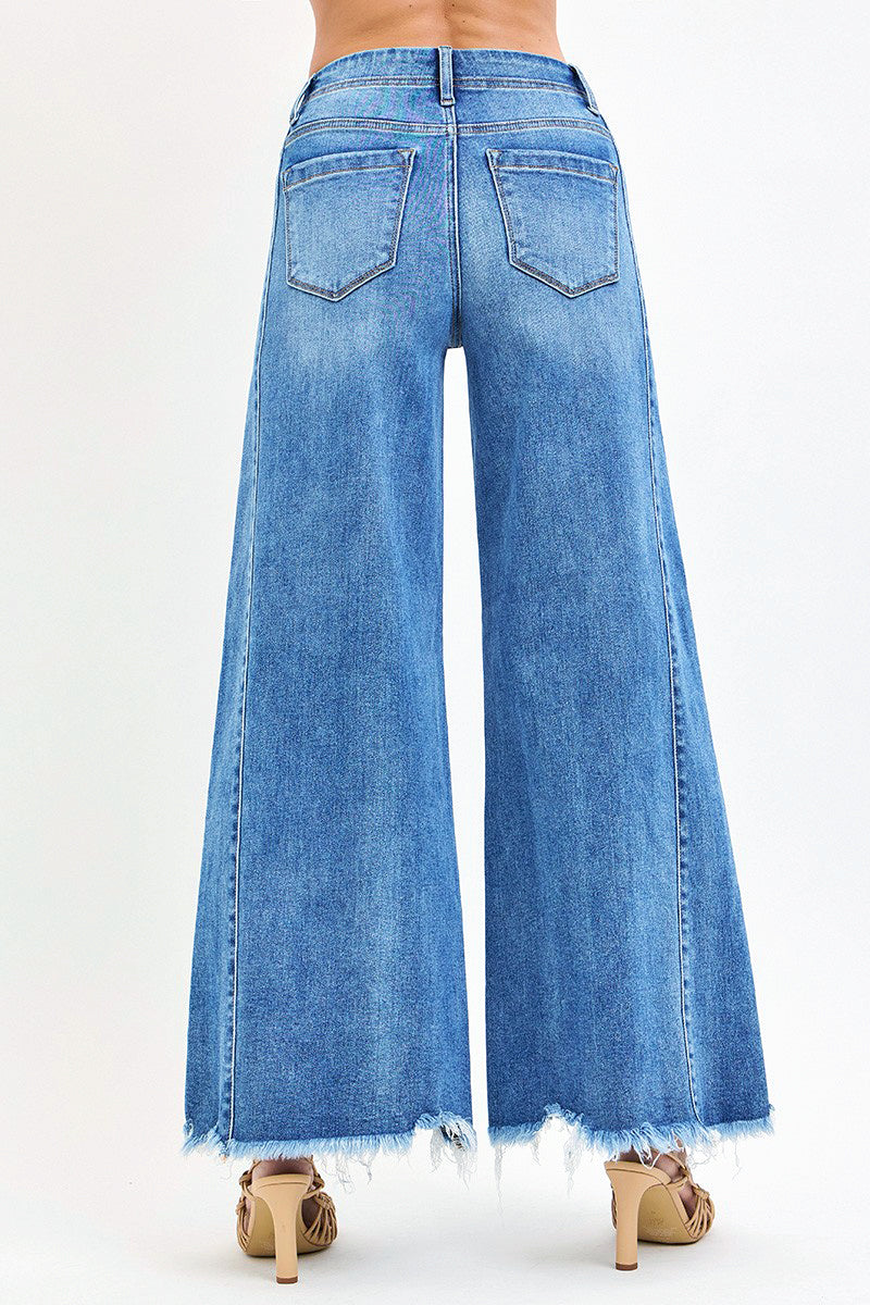 HIGH RISE ANKLE WIDE JEANS
