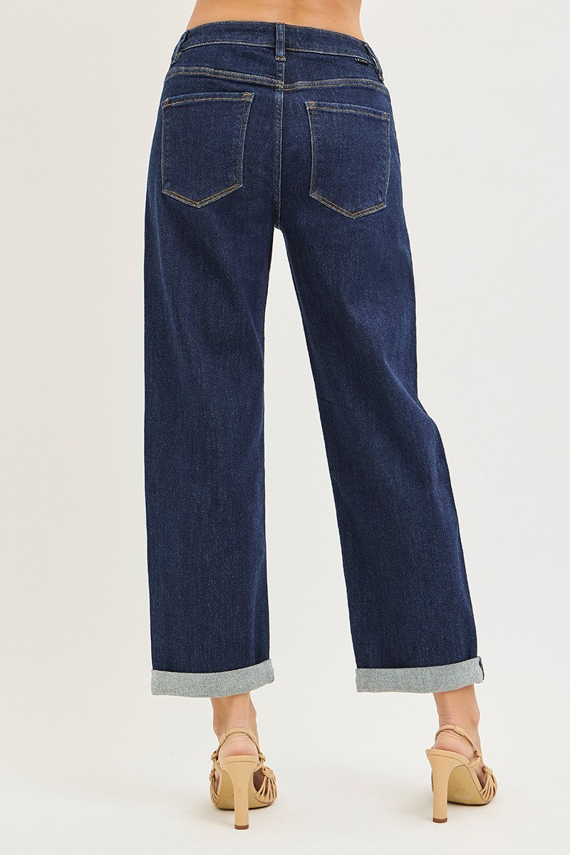 SLOUCHY CROPPED BOYFRIEND JEANS WITH CUFFED HEM