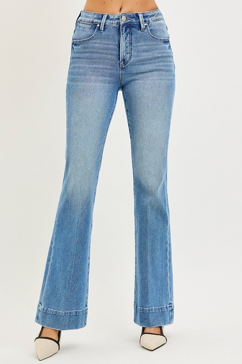 TUMMY CONTROL 4 WAY STRETCH MID RISE FLARE JEANS