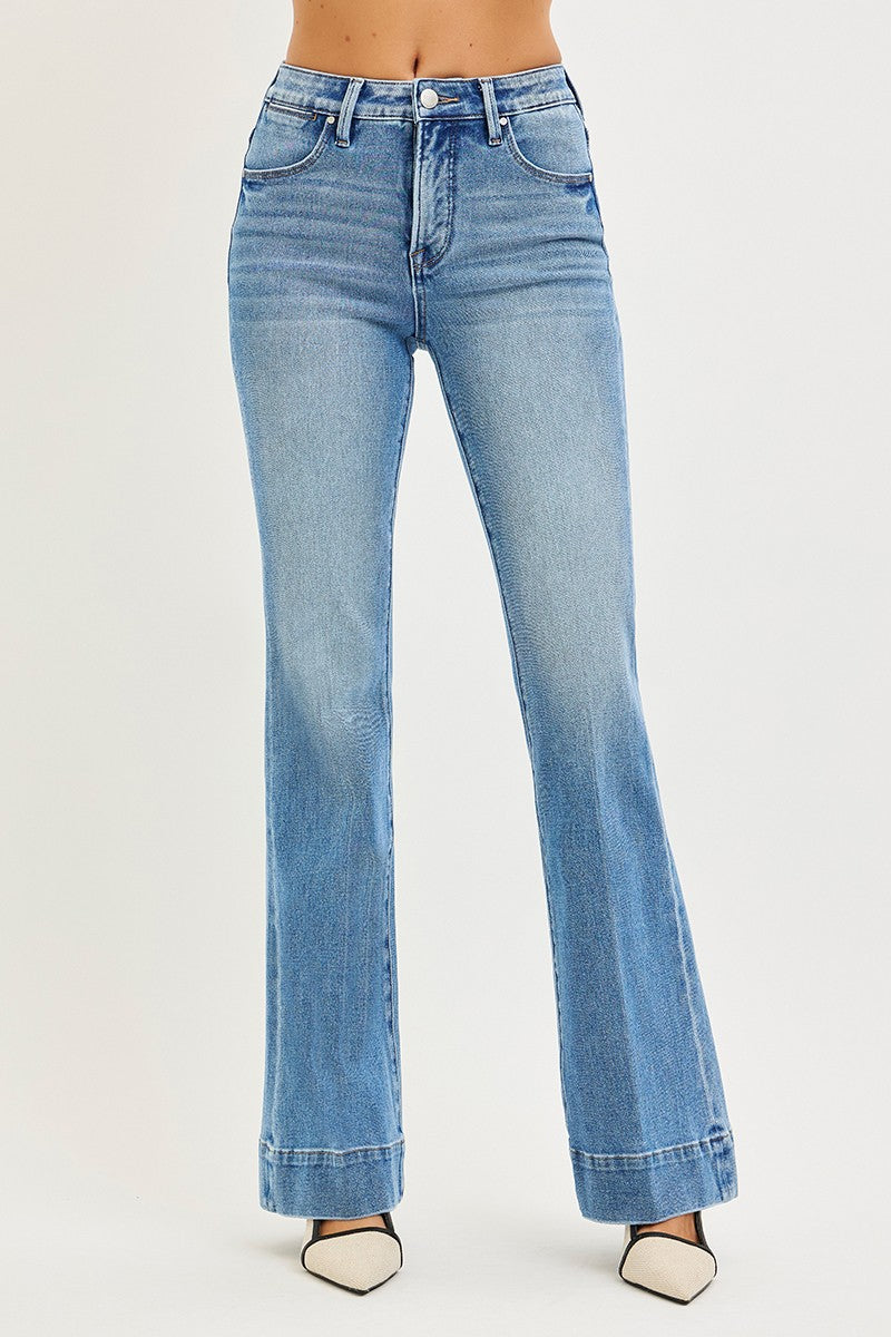 TUMMY CONTROL 4 WAY STRETCH MID RISE FLARE JEANS