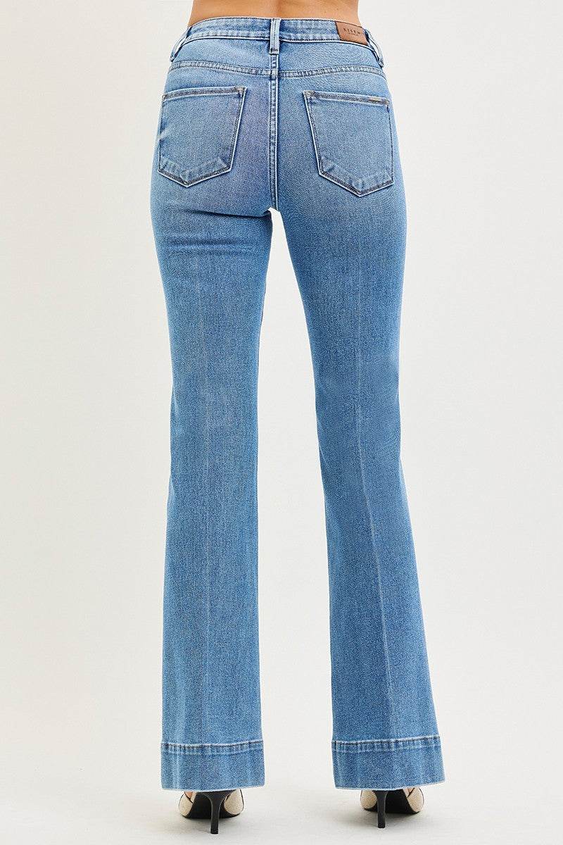 TUMMY CONTROL 4 WAY STRETCH MID RISE FLARE JEANS