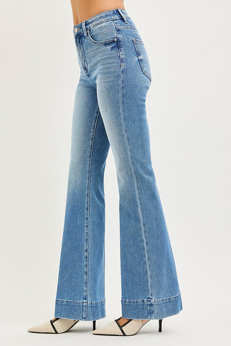 TUMMY CONTROL 4 WAY STRETCH MID RISE FLARE JEANS
