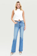 TUMMY CONTROL 4 WAY STRETCH MID RISE FLARE JEANS
