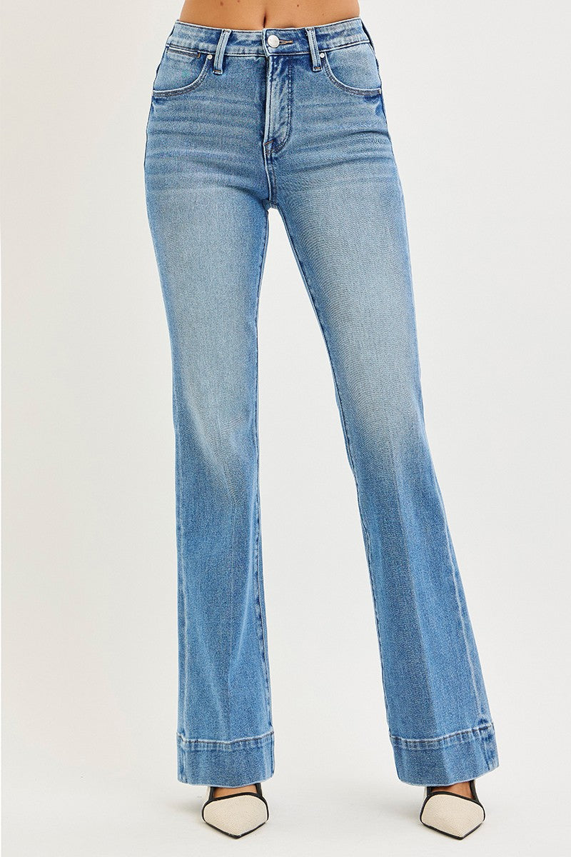 TUMMY CONTROL 4 WAY STRETCH MID RISE FLARE JEANS