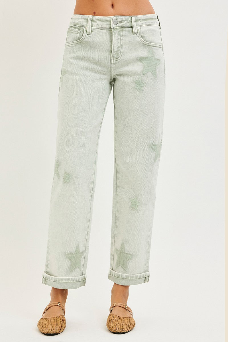 SLOUCHY ANKLE BOYFRIEND PANTS IN STAR SHADE WASH