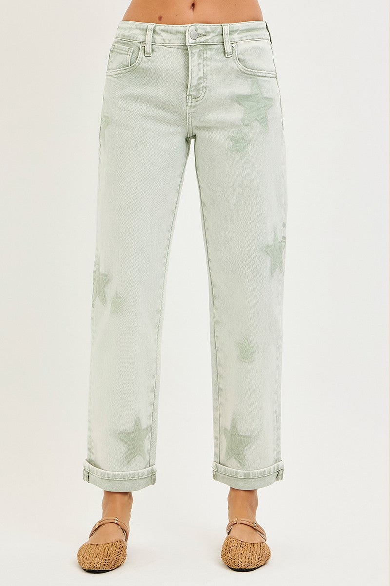 SLOUCHY ANKLE BOYFRIEND PANTS IN STAR SHADE WASH