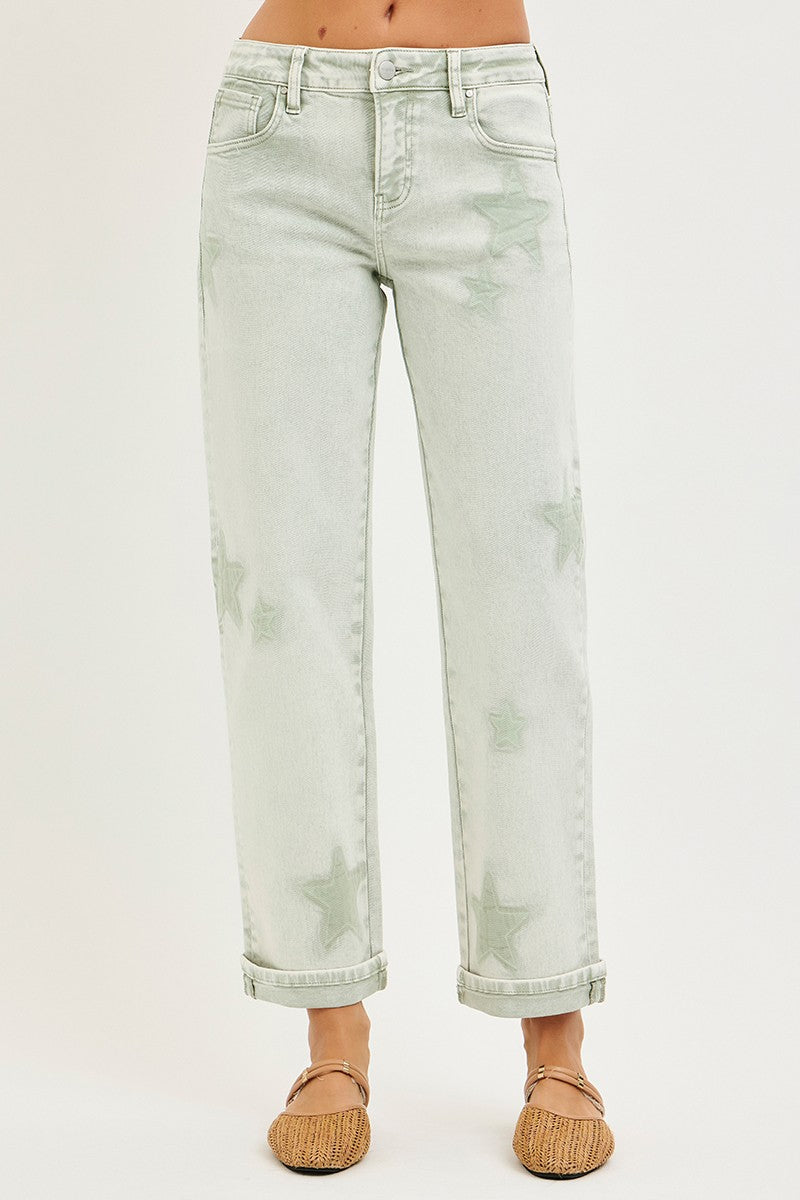 SLOUCHY ANKLE BOYFRIEND PANTS IN STAR SHADE WASH