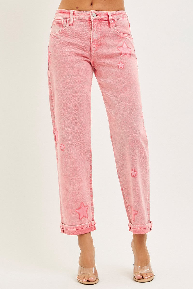 SLOUCHY ANKLE BOYFRIEND PANTS IN STAR SHADE WASH