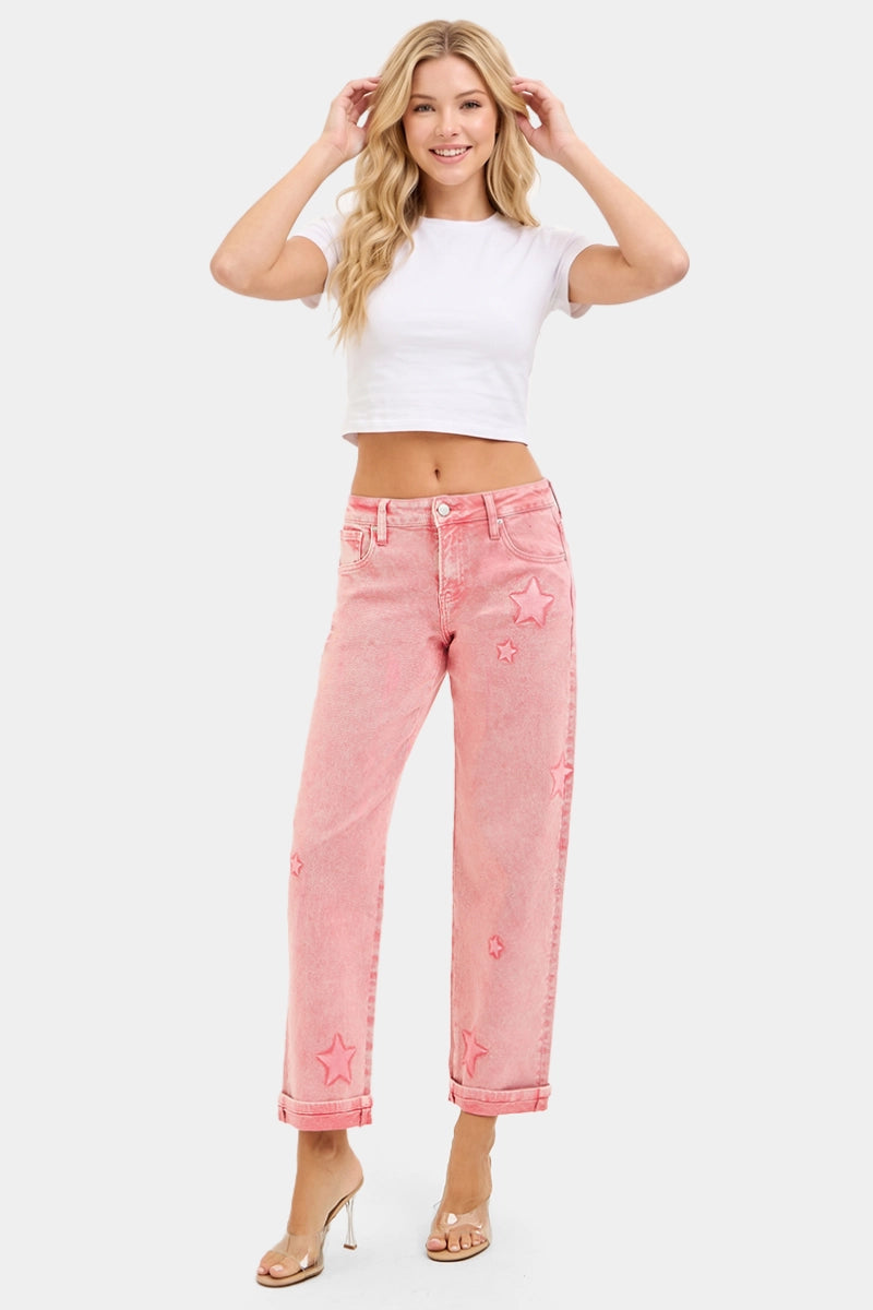 SLOUCHY ANKLE BOYFRIEND PANTS IN STAR SHADE WASH