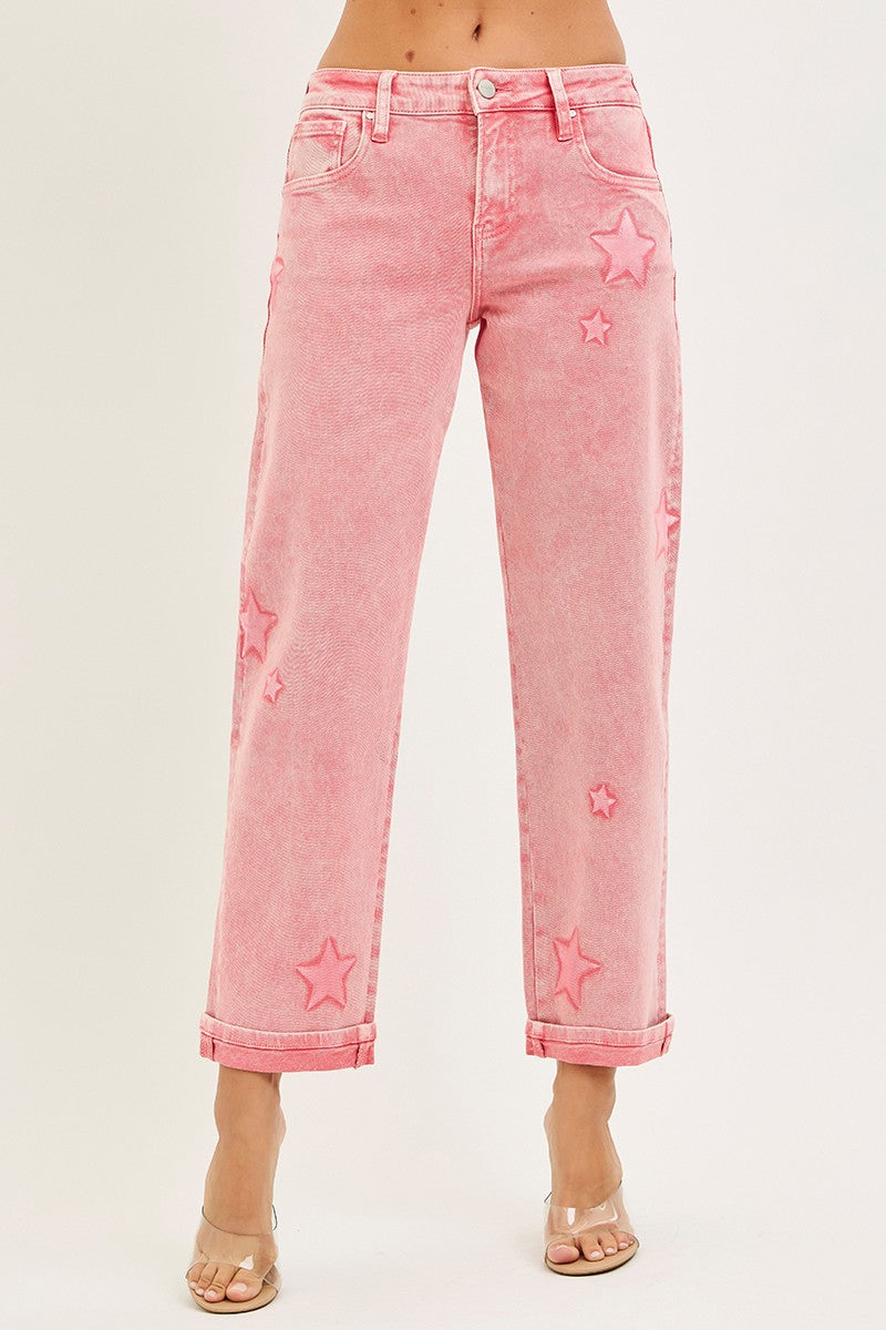 SLOUCHY ANKLE BOYFRIEND PANTS IN STAR SHADE WASH