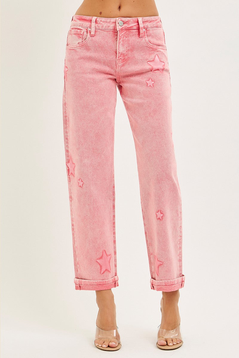 SLOUCHY ANKLE BOYFRIEND PANTS IN STAR SHADE WASH