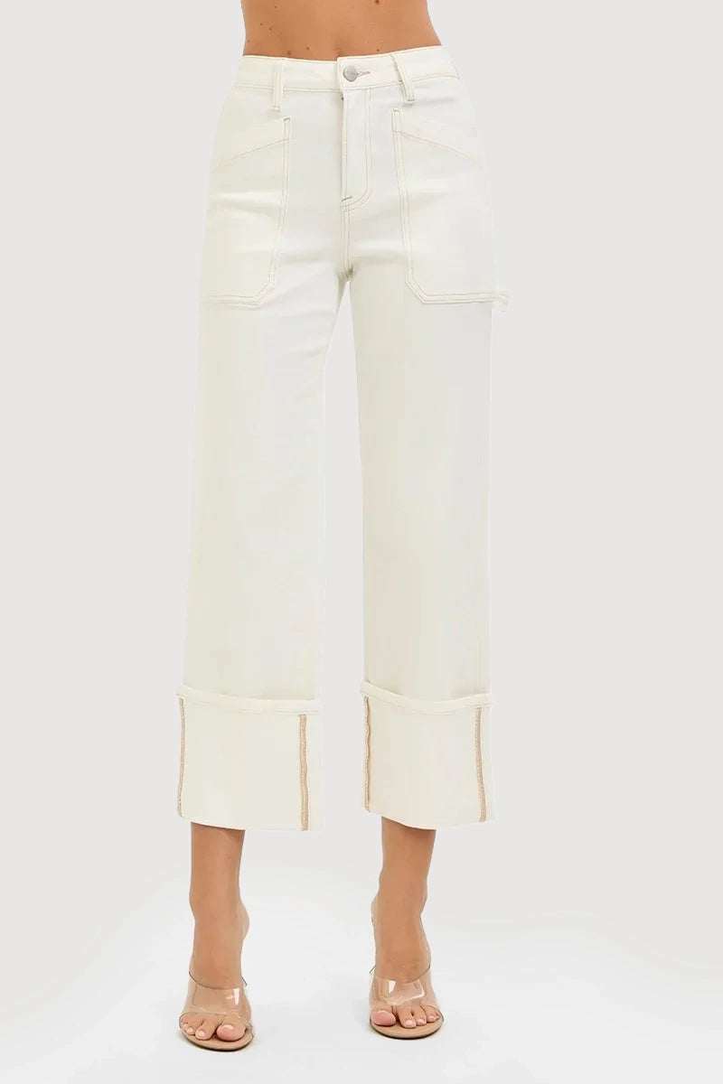 HIGH RISE STRAIGHT TURN UP CUFFED PATCH POCKET