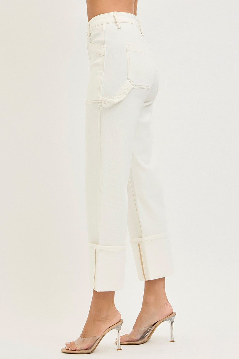 HIGH RISE STRAIGHT TURN UP CUFFED PATCH POCKET