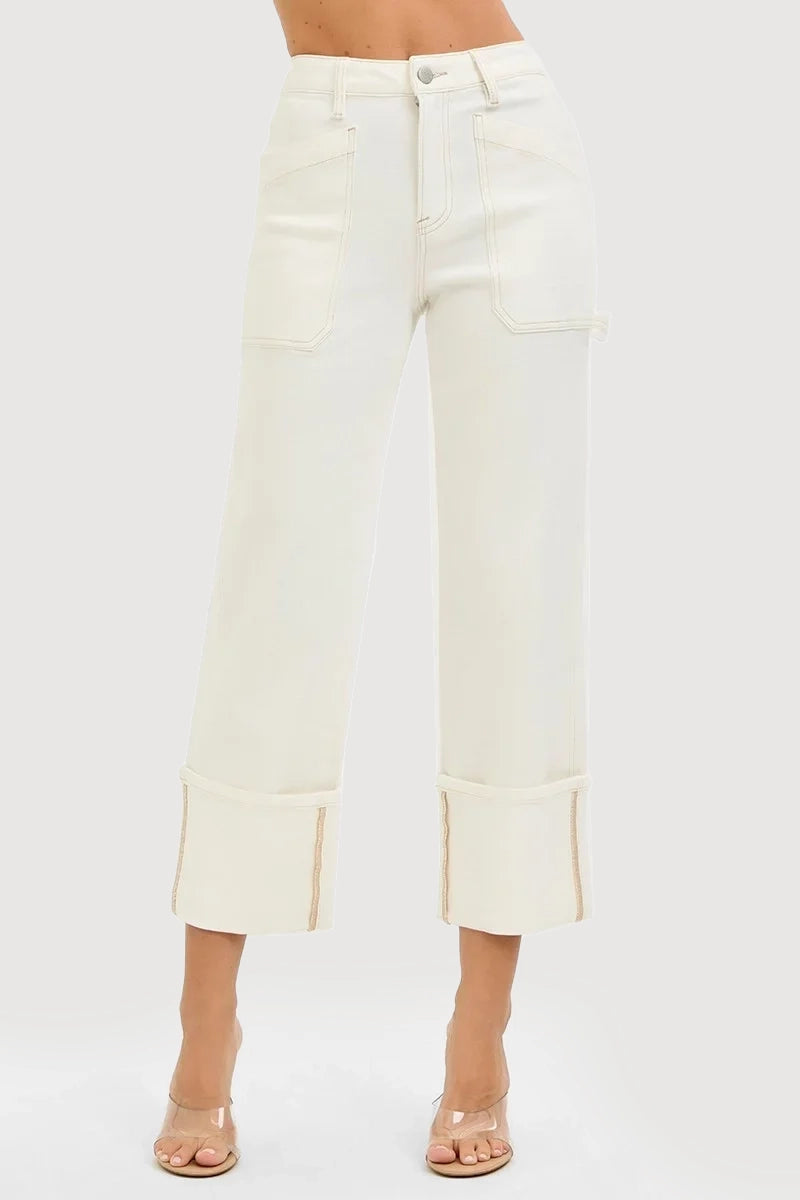 HIGH RISE STRAIGHT TURN UP CUFFED PATCH POCKET