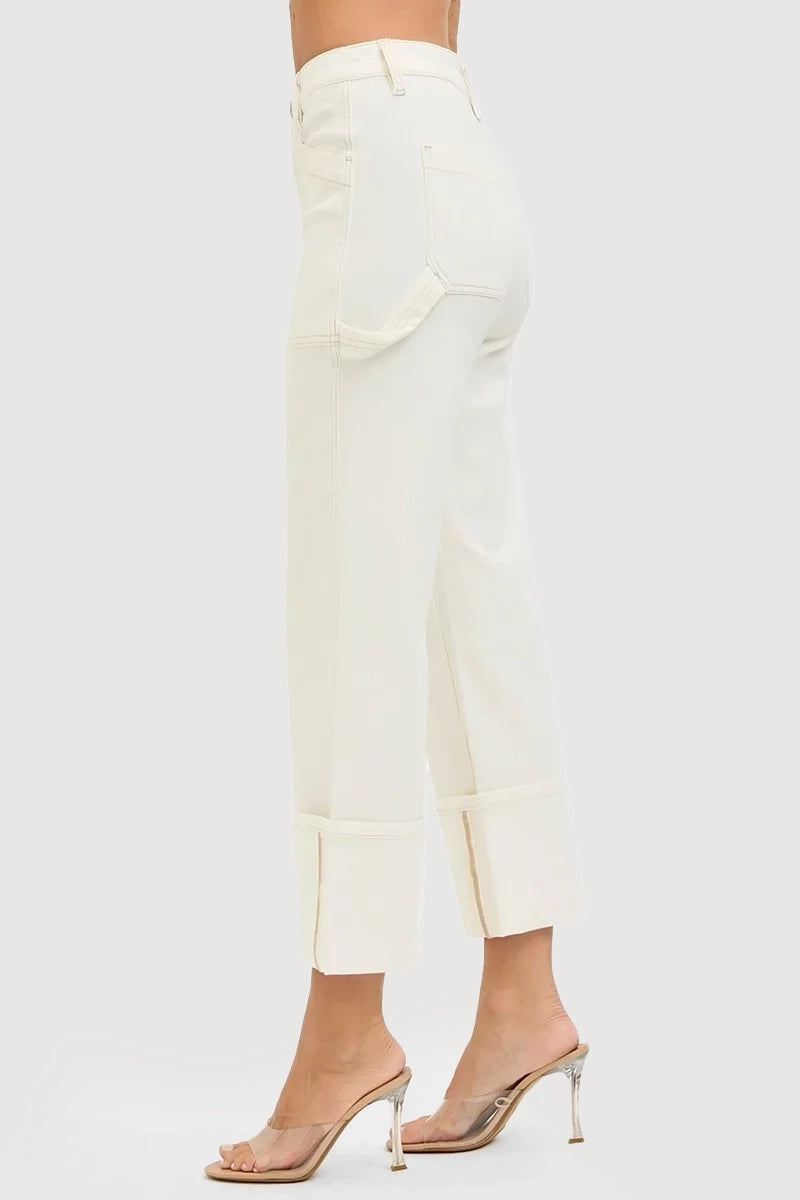 HIGH RISE STRAIGHT TURN UP CUFFED PATCH POCKET