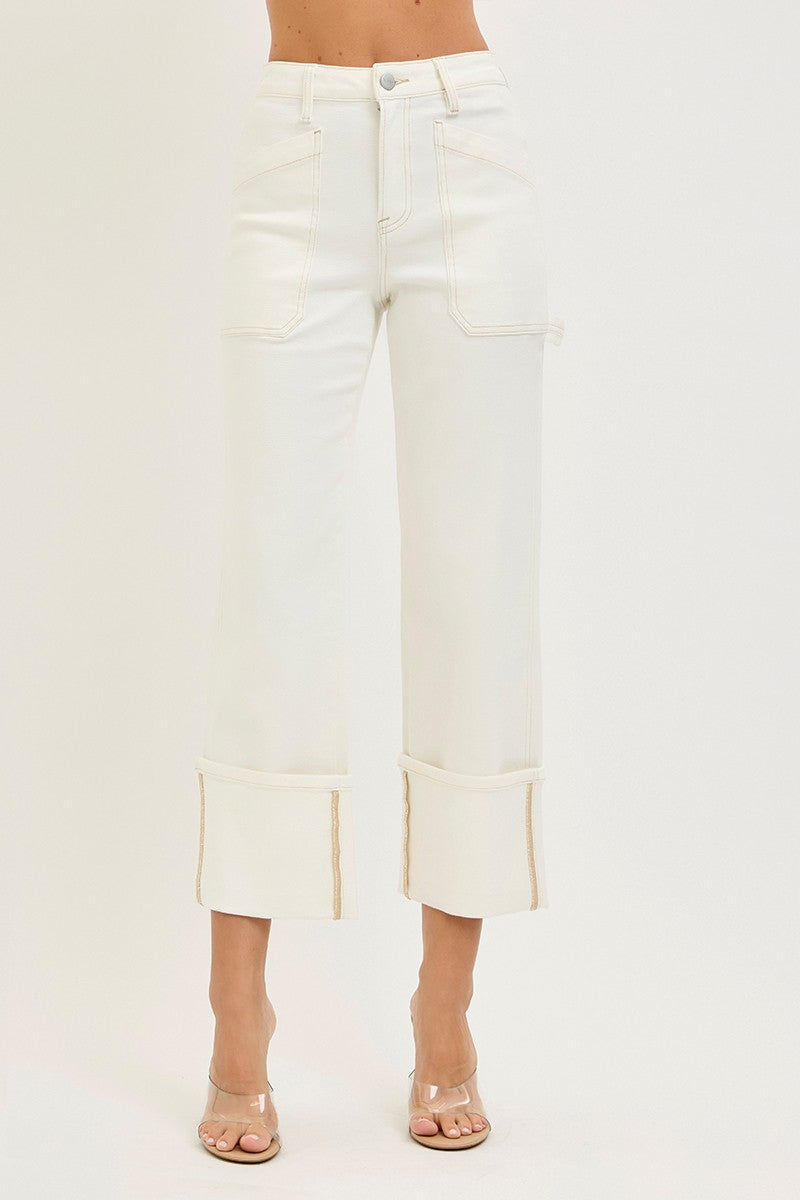HIGH RISE STRAIGHT TURN UP CUFFED PATCH POCKET