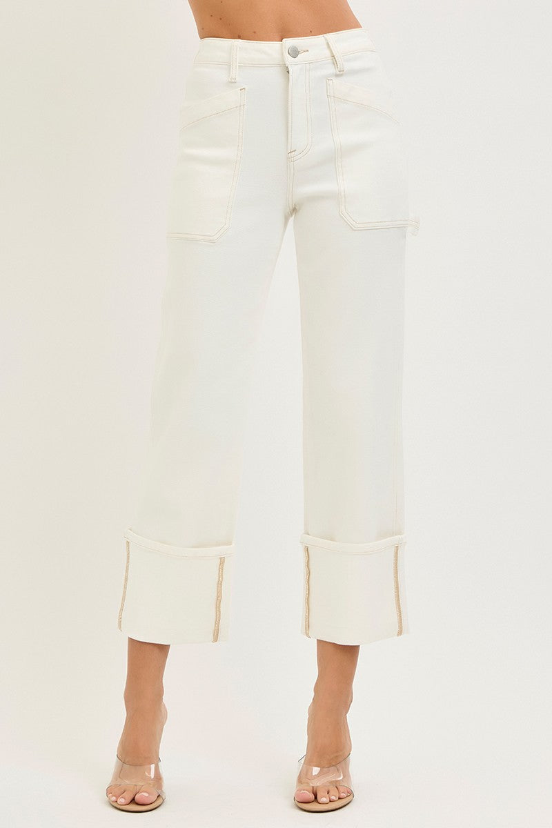 HIGH RISE STRAIGHT TURN UP CUFFED PATCH POCKET