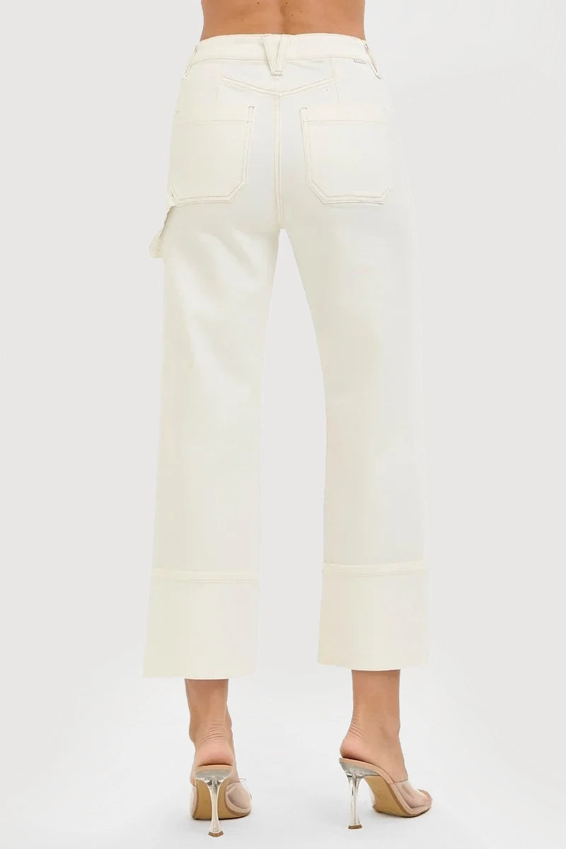 HIGH RISE STRAIGHT TURN UP CUFFED PATCH POCKET