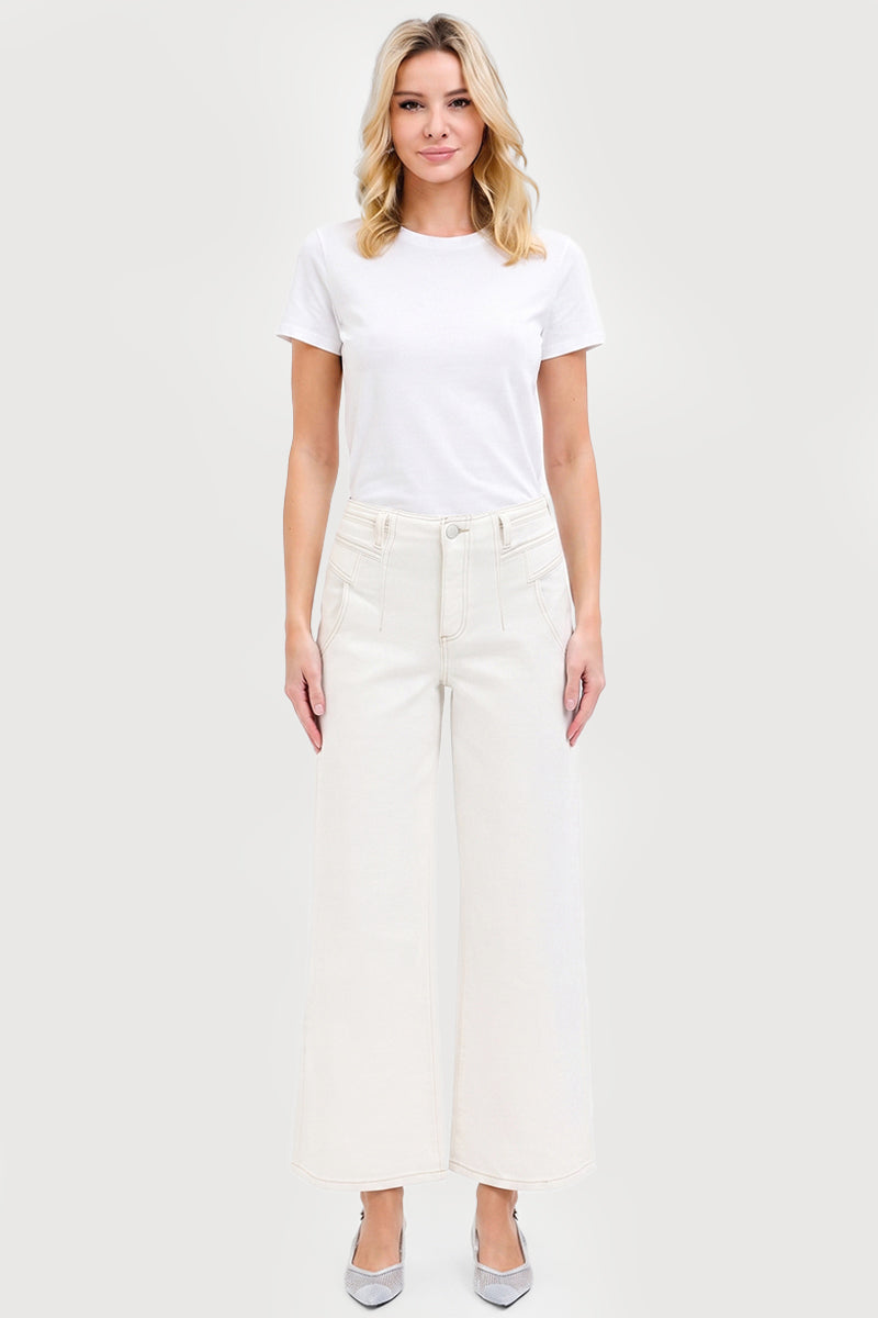 HIGH RISE ANKLE WIDE PANTS