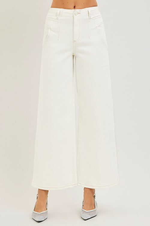 HIGH RISE ANKLE WIDE PANTS