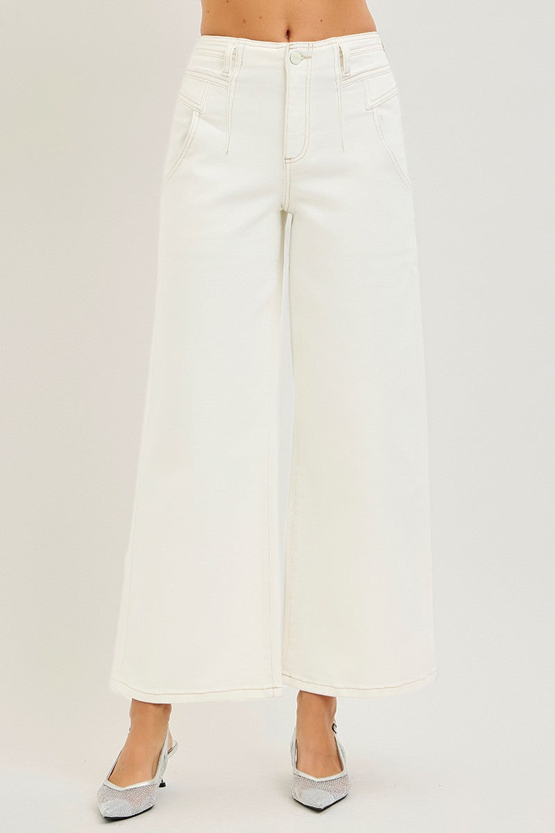 HIGH RISE ANKLE WIDE PANTS