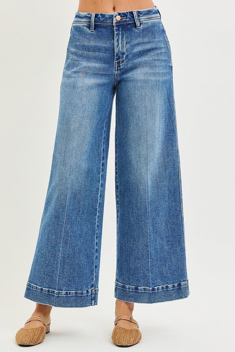 SLOUCHY ANKLE WIDE JEANS