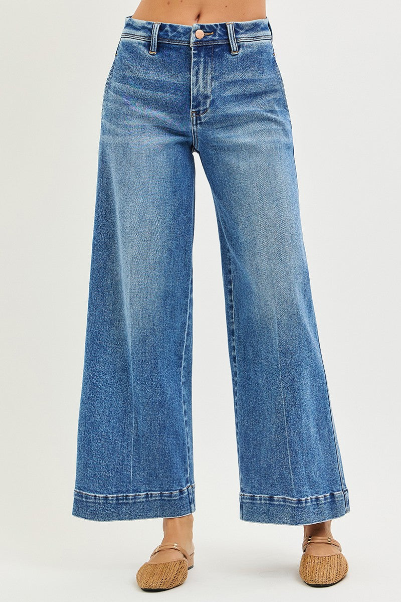 SLOUCHY ANKLE WIDE JEANS