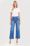 TUMMY CONTROL HIGH RISE CROP WIDE EMBROIDERED