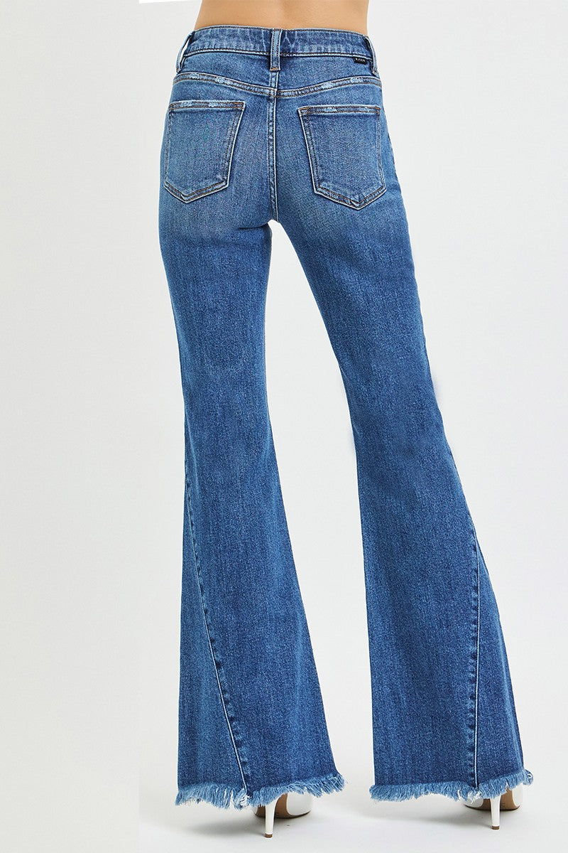 MID RISE FLARE SIDE SEAM DETAILING JEANS