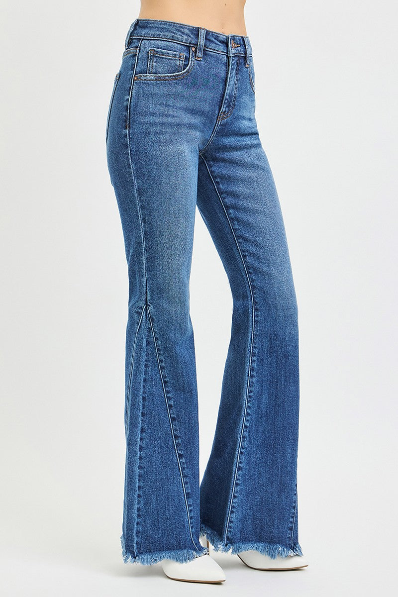 MID RISE FLARE SIDE SEAM DETAILING JEANS